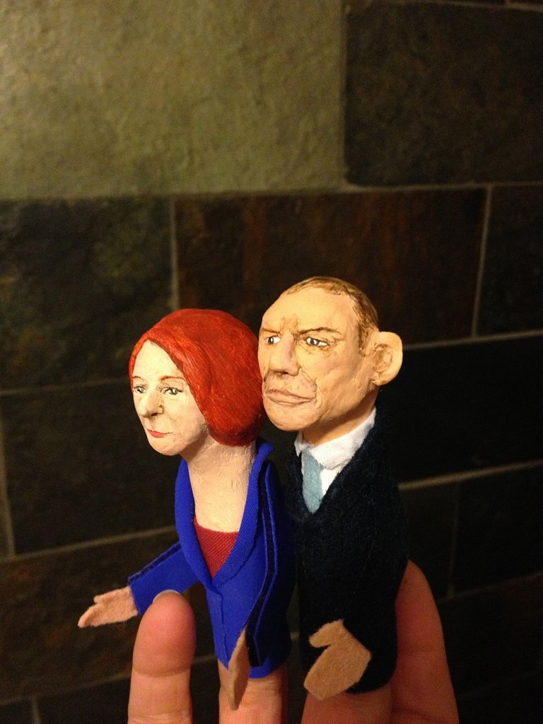 Finger puppets: Gillard and Abbott