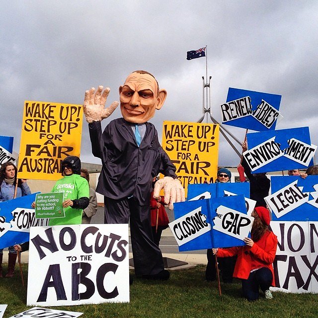 Giant Tony Abbott puppet